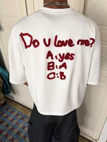 PAVTROS Men T-Shirts,Vintage,Personalised ,Vacation,Men's,Party,Y2k,Summer,Festival,New Years,Search.A Humorous Rhetorical Question Embroidered With Towels: "Do You Love Me?" With An Accompanying Answer.