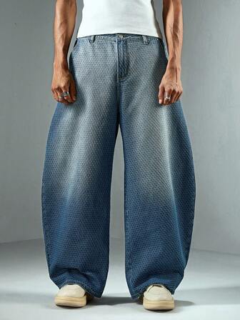 Street Life Jeans en denim vintage lavé et courbé pour hommes, style décontracté