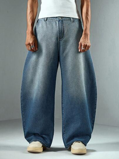 Street Life Jeans vaqueros de corte curvo con lavado vintage casual para hombres