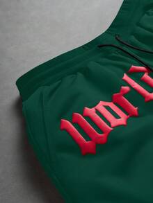 PAVTROS Men's Casual Printed Drawstring Shorts - Dark Green - View 5