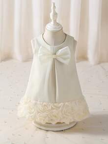 Glamorique Kids 女婴花童伴娘礼服，婚礼，花童，优雅，3D玫瑰，蕾丝连衣裙，婚礼宾客礼服，生日礼服 - 杏色 - 查看 3