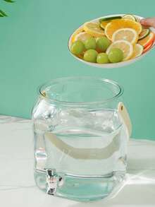 1pc Cold Water Bucket With Tap, Beverage Bucket, Rack, Lemon Fruit Tea Bucket, Juice Jar, Wine Bottle, Large Capacity, Suitable For Parties, Halloween, Christmas - Transparent - View 9