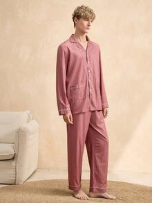 EverLounge Men's Comfortable Striped Print Loungewear Set - Multicolor - View 4