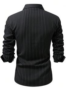 Manfinity Bizformal Casual Striped Front Button Long Sleeve Shirt - Multicolor - View 2