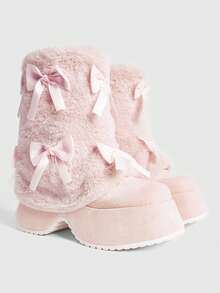 Sugerpunk 女士厚底可爱街头风校园中筒靴 - 淺粉色 - 查看 2