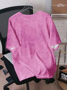 LOONEY TUNES X SHEIN Men's Casual Letter & Cartoon Pattern Round Neck Short Sleeve T-Shirt, Summer - White - View 2