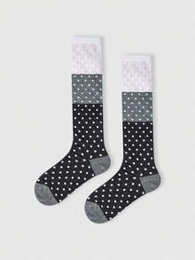 ROMWE Anime 女士过膝袜 - 黑與白 - 查看 1