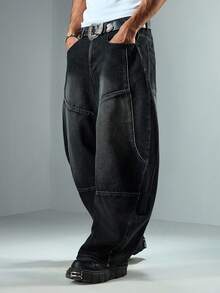 Street Life Jeans casuales de moda para hombres, para uso diario y viajes, con efecto lavado y desgastado. Cinturón no incluido - Negro - Ver 5