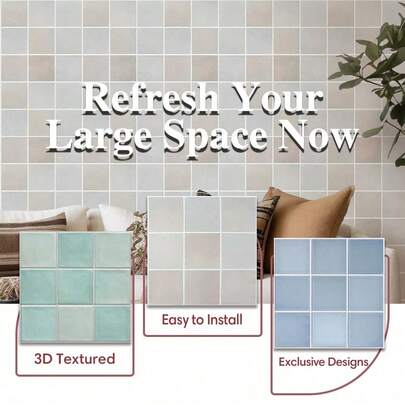 1/10/20 Tấm ốp tường vuông 3D PVC tự dán, dùng cho phòng tắm, nhà bếp, kích thước 30cm x 30cm, kiểu dáng hiện đại, trang trí phòng khách, dùng cho tường nội thất, phòng ăn, phòng ngủ, phòng khách, kiểu dáng cổ điển.