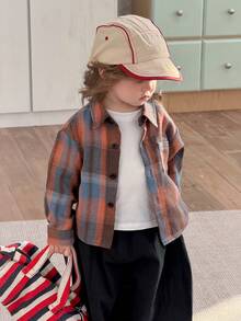 DAZY Toddler Girls' Plaid Casual Long Sleeve Shirt, Spring/Autumn