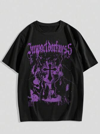 Goth Men's Minimalist Graphic Print Round Neck Short Sleeve T-Shirt