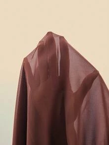 Arave Women's Solid Color Stand Collar Ruched Waist Tie Design Long Sleeve Fashionable Party & Holiday Cake Hem Dress New Year - Brown - View 10