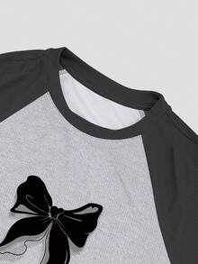 INAWLY 女士休闲插肩袖T恤，蝴蝶印花图案，简约设计，舒适百搭，适合户外活动和购物。 - 彩色 - 查看 5