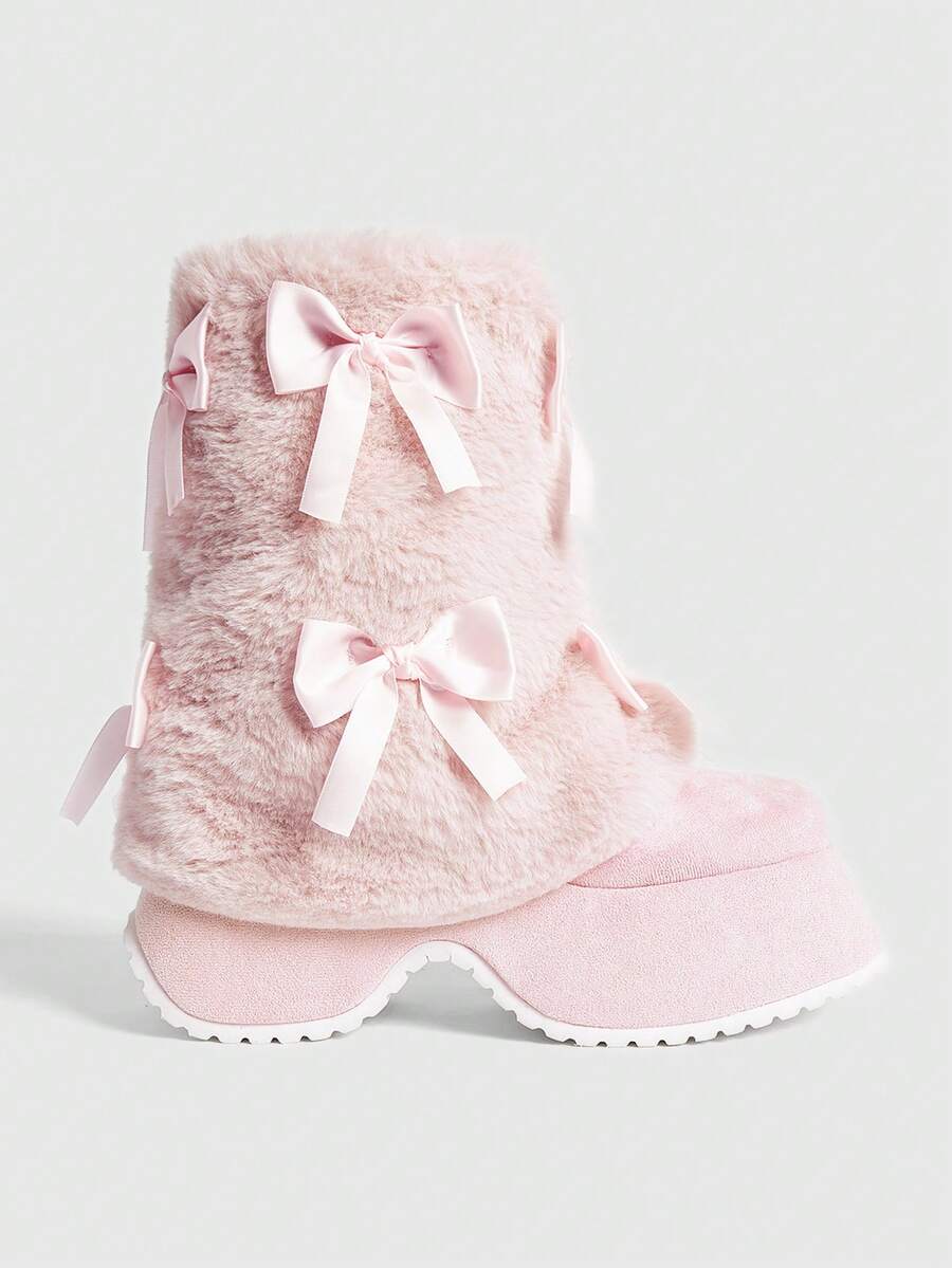 Sugerpunk 女士厚底可爱街头风校园中筒靴 - 淺粉色 - 查看 1