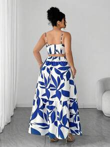 Elenzga Vestido elegante de mujer talla grande con tirantes finos, cintura fruncida y diseño evasé, con estampado de hojas de dos colores, diseño evasé estilizador, elegante y sofisticado, adecuado para volver al colegio, graduación, San Valentín, festivales de música, Día de la Madre, Halloween, Acción de Gracias, Pascua, Día Nacional, galas, citas, fiestas, bodas, actividades al aire libre - Morado - Ver 4