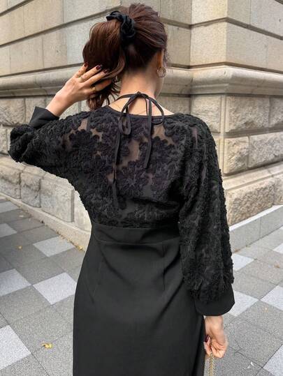 FRIFUL 女士纯色拼接纹理面料无袖收腰宽松休闲中长连衣裙，秋冬款