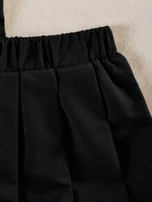 SHEIN 2pcs/Set Toddler Girls' Collegiate Style Pony Print Lapel Sleeveless Top And Pleated Skirt With Ribbon Trim, Suitable For Summer Back To School Season - Multicolor - View 5