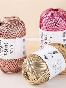 1pc Metal Texture Cloth Line Personalized Wool DIY Woven Bag Wallet Luminous Bright Leather Material - Multicolor - View 8