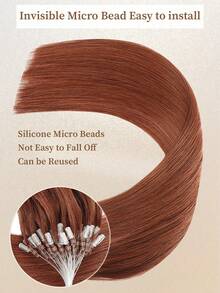 Micro Loop Hair Extensions 100% Human Hair Color #33 Color To Auburn Brown 14-22 Inch Straight 50 Strands /Pack Invisible Beads Thick Micro Ring Loop Hair Extensions With Fishing Line No Glue Needed Easy To Shape For Thin Hair And Salon Use All Women - S33 - View 7