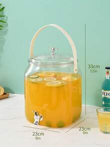 1pc Cold Water Bucket With Tap, Beverage Bucket, Rack, Lemon Fruit Tea Bucket, Juice Jar, Wine Bottle, Large Capacity, Suitable For Parties, Halloween, Christmas - Transparent - View 6