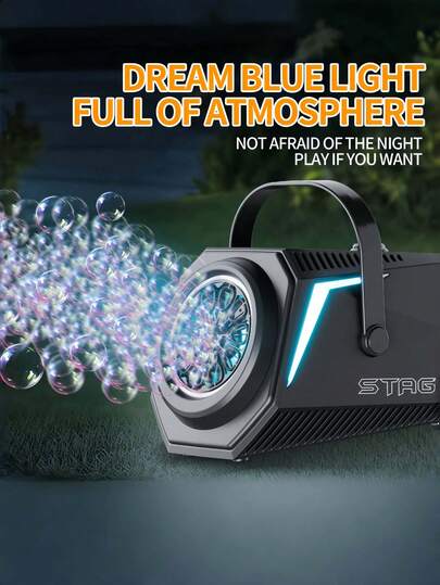 Máquina de burbujas LED con luces, soplador de burbujas portátil para juegos de agua interiores/exteriores, fiestas, regalos de cumpleaños, máquina de burbujas con espectáculo de luces para eventos, patio trasero, piscina, festivales (baterías y solución no incluidas)