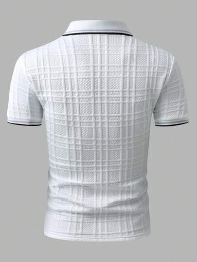 Manfinity Homme Men's Casual Commuter Patch-Up Half Placket Polo Shirt Polo Shirt For Men