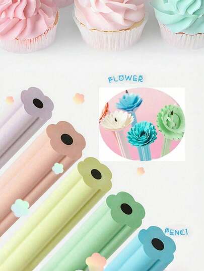 10pcs Random Color Pencils Resin Pencil, Hb Pencil, Floral Pen Holder Pencil, Rainbow Pencil