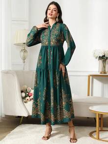 Al Najma New Vacation Floral Print Loose Flared Hem Casual Dress - Multicolor - View 4