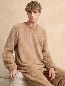 EverLounge Men's Comfortable Plush Loungewear Set - Khaki - View 7