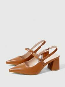 Sleekvia 女士时尚百搭尖头高跟鞋 - 棕色 - 查看 10