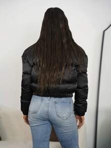 SAYEHFBABY 秋冬性感拉链漏斗领棉服大衣 - 黑色 - 查看 2