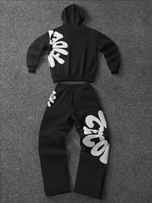 PAVTROS Men's Casual Hooded Sweatshirt & Pants Set - Black - View 2