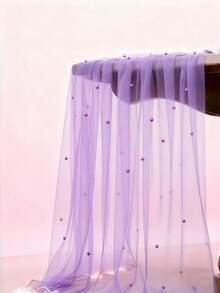 SHEIN 1 tấm khăn trải bàn voan giả ngọc trai màu tím kích thước 160*100cm, khăn trải bàn voan trong suốt dùng cho đám cưới, trang trí cổng cưới, tiệc chiêu đãi, tiệc cô dâu, trang trí tiệc tùng, trang trí ghế, trang trí tường phông nền sự kiện, Ngày Valentine - Màu tím - Xem 9