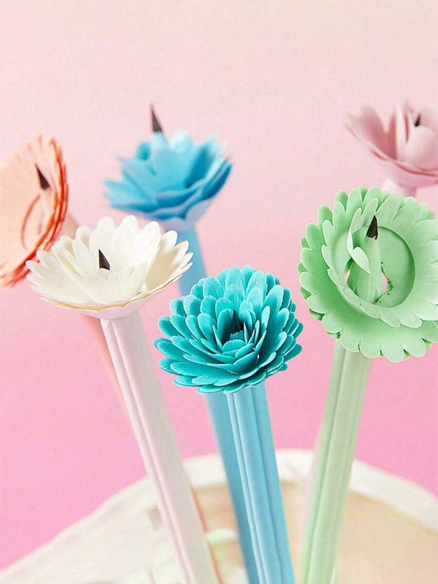 10 chiếc bút chì màu ngẫu nhiên, bút chì nhựa, bút chì HB, bút chì có vỏ hình hoa, bút chì cầu vồng - Nhiều màu - Xem 1