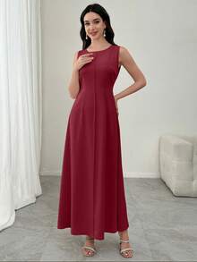 Modelyn Conjunto de 2 piezas de chaqueta corta elegante con rhinestones y vestido ajustado para mujer, primavera/verano - Burdeos - Ver 7