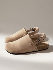 Solecia Women's Buckle Design Casual Fashionable Slip-On Flat Shoes - Khaki - View 2