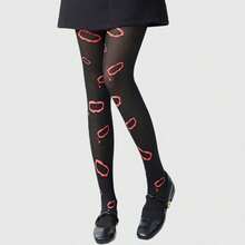 ROMWE Grunge Punk 1 par de medias de mujer con diseño de corazón plateado, de estilo minimalista y casual para todas las estaciones, para uso diario - Negro rojo - Ver 8