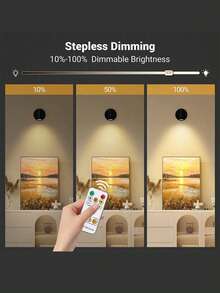 1个无线聚光灯，LED夜灯，3种颜色模式可选，USB供电，可充电壁灯，带遥控器，适用于艺术品和植物展示 - 彩色 - 查看 3