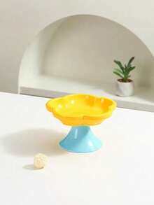 PETSIN 1个花卉图案陶瓷宠物高脚碗 - 符合人体工学的猫狗增高食盆，可支撑颈部，防呕吐慢食碗