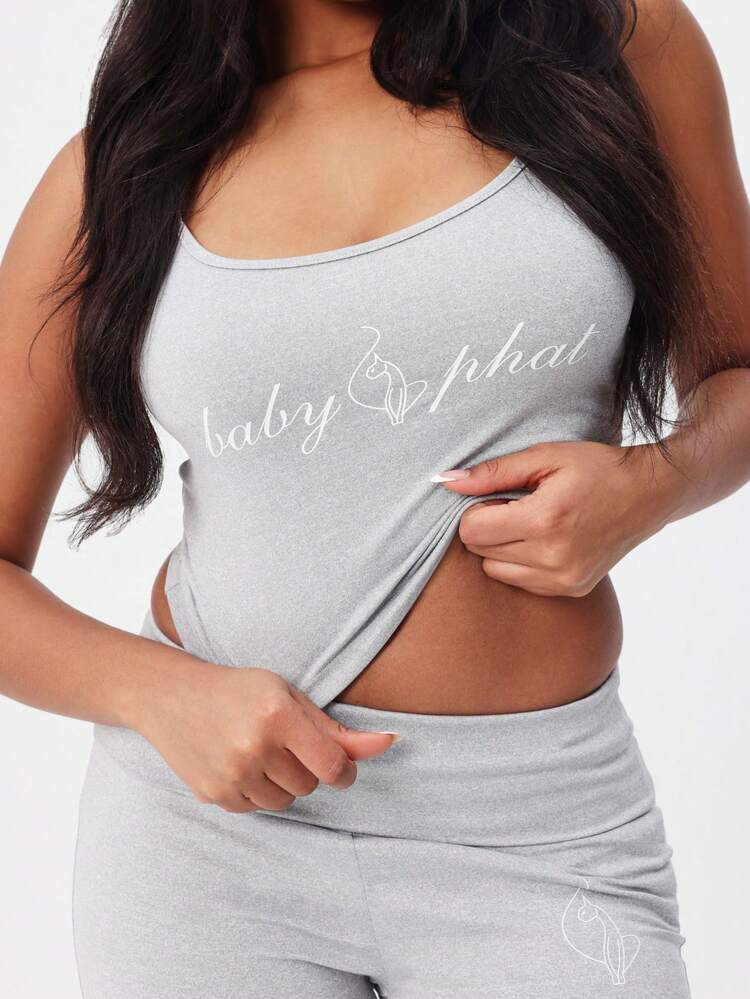 BABYPHAT Heather Grey Logo Cami Top With Thin Straps Perfect For Casual Lounging And Everyday Comfortable Wear