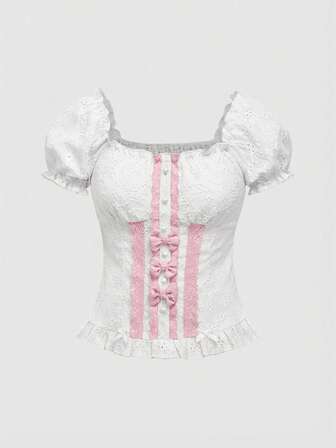 Kawaii Damen süße Schleife Puppen Taille Top