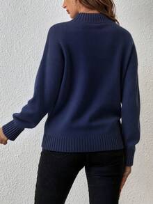 Plus Size Sweaters - Royal Blue - View 3