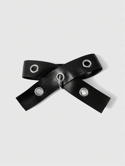Anime 1 Piece Punk Metal Circle Bow Small Hairpin, Dark Duckbill Clip, Daily Handmade Hair Accessories