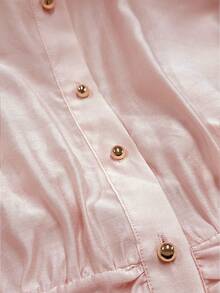 Franclia Elegancka koszula damska z długim rękawem i ściągaczem w talii w jednolitym kolorze - Różowy - Zobacz 6