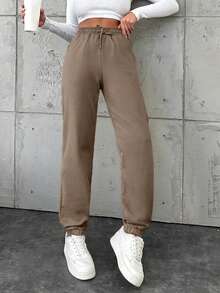 EURMUSE Cotton Women's Drawstring Waist Pocket Jogger Pants