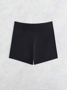 Swim Basics Summer Beach Swimming Basic Women's High Waist Tight Holiday Solid Color Halloween Store Celebration Bikini Bottoms - Black - View 7