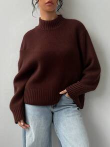 Plus Size Sweaters - Brown - View 1