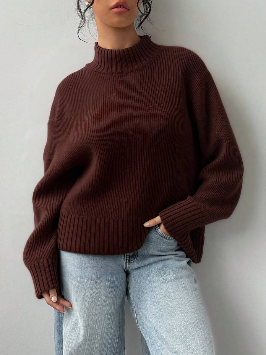 Plus Size Sweaters - Brown - View 1