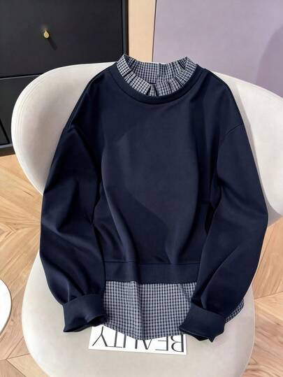 GlowEve CURVE 大码卫衣，舒适时尚的拼接设计，休闲优雅，适合日常穿着，显瘦亲肤。