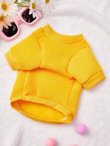 PETSIN 1 Piece Cute Animal Print Sweatshirt In Yellow Autumn And Winter, Warm And Skin Friendly Pet Clothing - Yellow - View 8